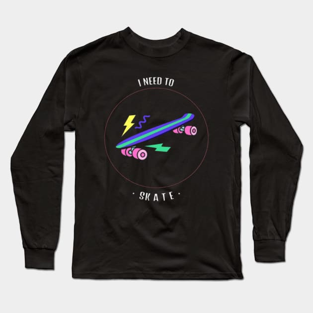 I need to skate retro aesthetic with logo tee - Skateboarding Long Sleeve T-Shirt by FL4NEKK